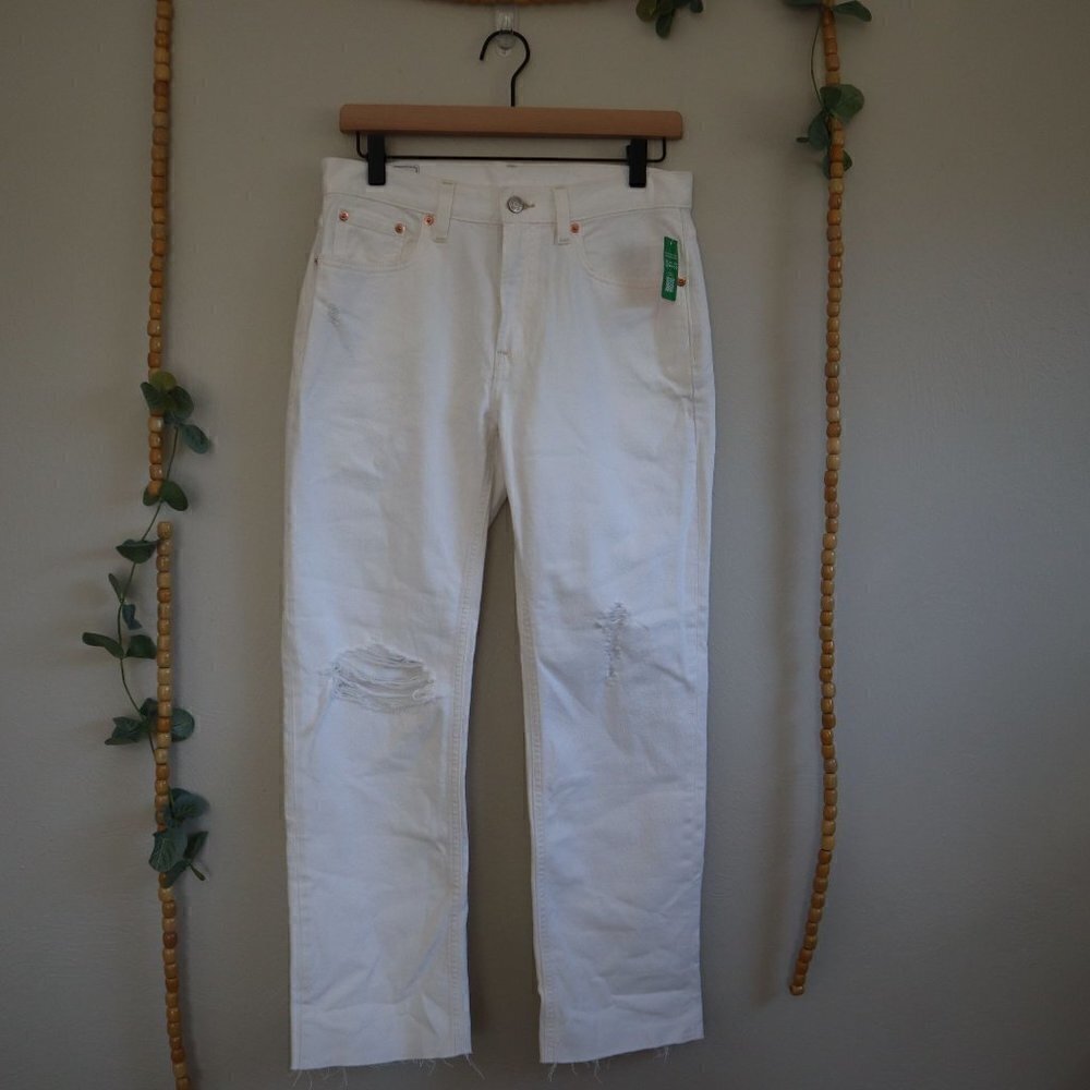 NWT Gap Mid Rise Boy Fit Jeans with Washwell White Size 26
